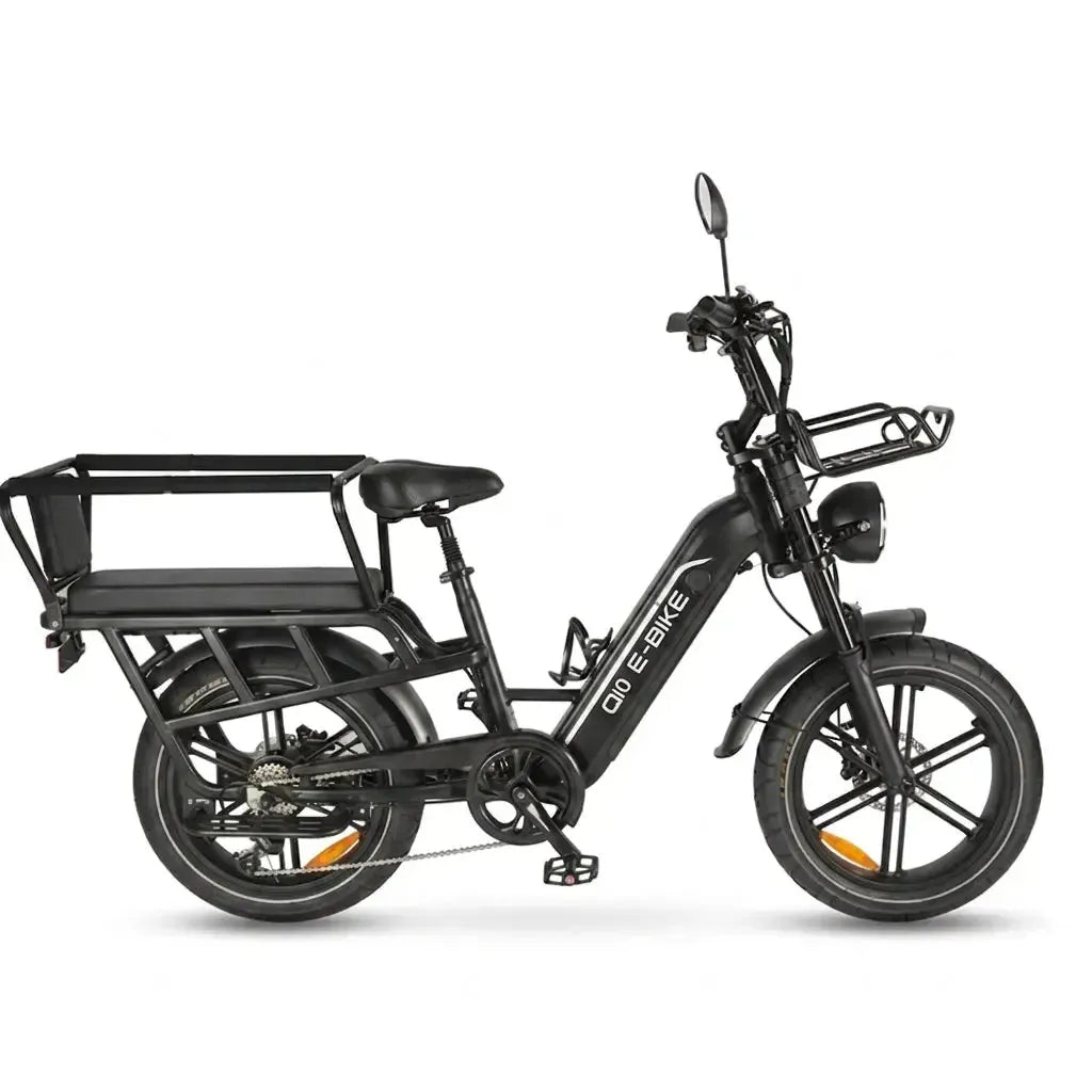OUXI Q10 – Elektrische Fatbike Zwart | Cargo Mand | 70 km Bereik